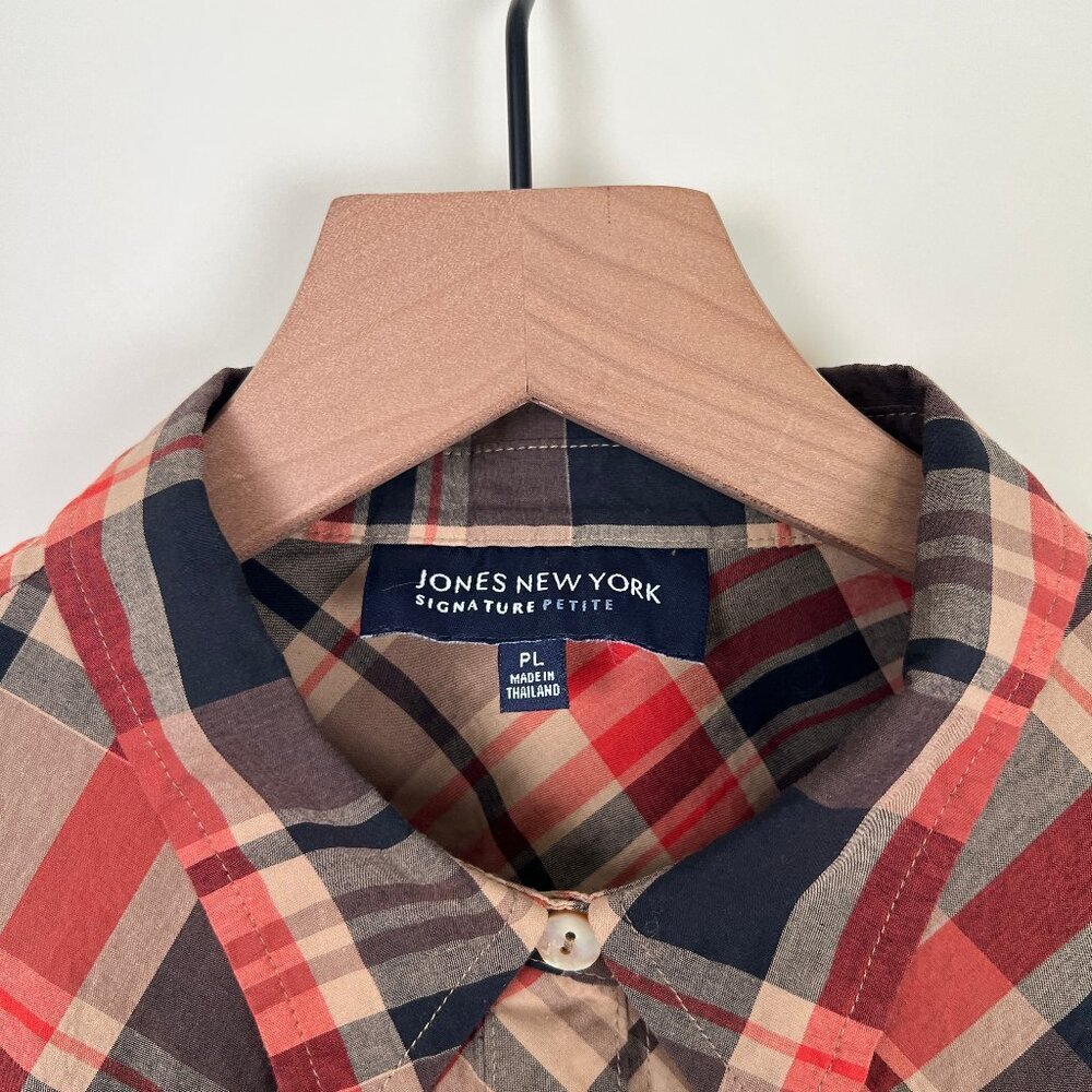 Vintage 90s Y2K Plaid Print Button Down Shirt Top Blouse Fall Christmas Preppy - Picture 2 of 7